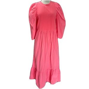 SEA NEW YORK Pink Neon Acid Combo Long Puff Sleeve Dress S